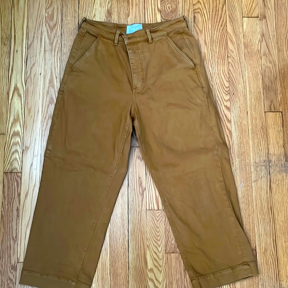Everlane The Slim Straight Leg High Rise Crop Brass Colored Short Size 12